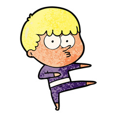 cartoon curious boy dancing