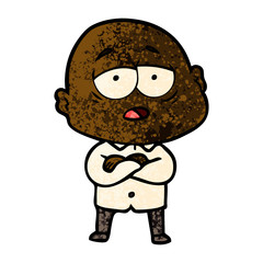 cartoon tired bald man