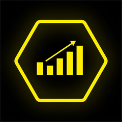 Neon Button Polygon - Balkendiagramm mit Pfeil