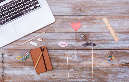 Party Costume Items For Men Women And Love Office Desk Flat Lay