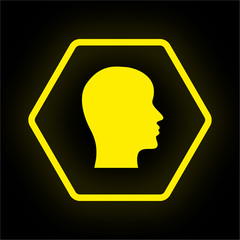 Neon Button Polygon - Kopf im Profil