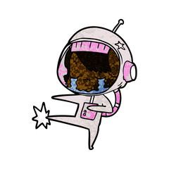 cartoon crying astronaut girl kicking