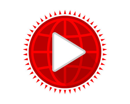 red globe play icon audio start record image vector
