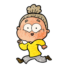 Obraz premium cartoon happy old woman