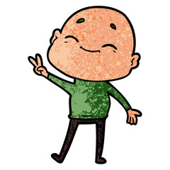 happy cartoon bald man