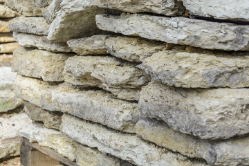 Square stack of stone slabs