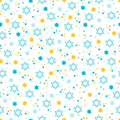 Rosh Hashanah Jewish New Year seamless pattern with confetti, stars
