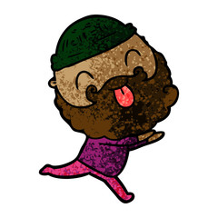 running man with beard sticking out tongue