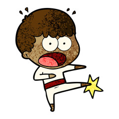 cartoon boy karate kicking