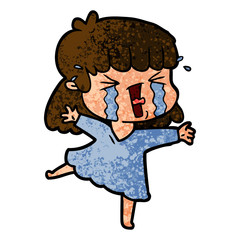 cartoon woman in tears