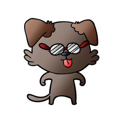 cartoon spectacles dog sticking out tongue