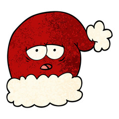 cartoon christmas santa hat with tired face