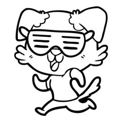 laughing cartoon dog jogging in cool shades