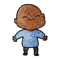 happy cartoon bald man