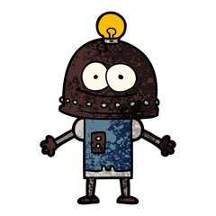 happy carton robot with light bulb