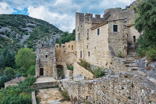 The remains of an old city wall of the village Saint Montan