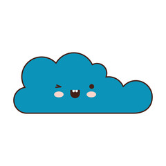 kawaii cloud icon flat in colorful silhouette
