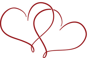 two red hearts united