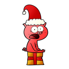 cartoon sitting christmas pig shouting