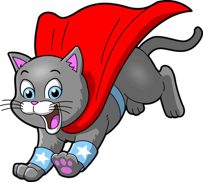 Cat Superhero Pet Cartoon Clipart Vector