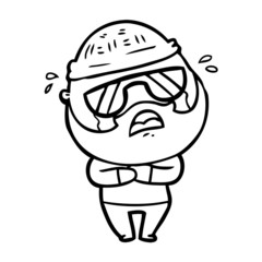 cartoon bearded man crying wearing sunglasses