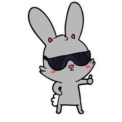 cute cartoon rabbit wearing sunglasses