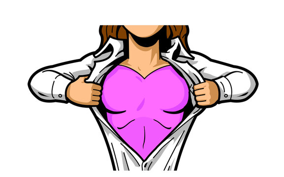 Woman Superhero Opening Shirt Chest