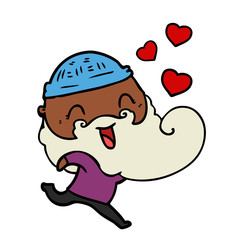 happy bearded man in love