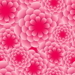 Seamless elegant nature background. Floral pattern with stylized summer 3d flowers. Floral stylish modern wallpaper. Paper art design. Vector illustration