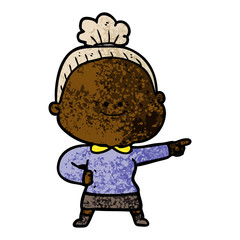 cartoon happy old woman