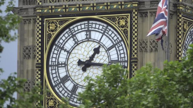 Distant view of Big Ben clock face