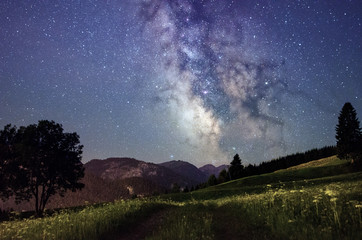 Bezaubernder Nachthimmel in den Bergen