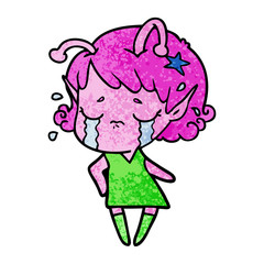 cartoon crying alien girl