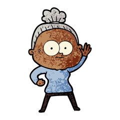 cartoon happy old woman