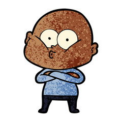 cartoon bald man staring
