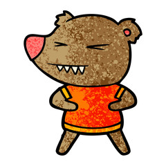angry bear cartoon in t shirt