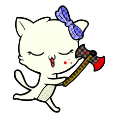 cartoon cat with bow on head