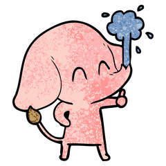 cute cartoon elephant spouting water