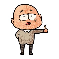 cartoon tired bald man