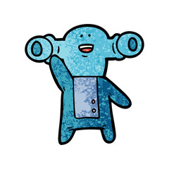 friendly cartoon alien waving