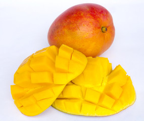 Mango fruit  on the white background. Guatemala. Tommy Atkins