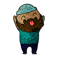man with beard sticking out tongue