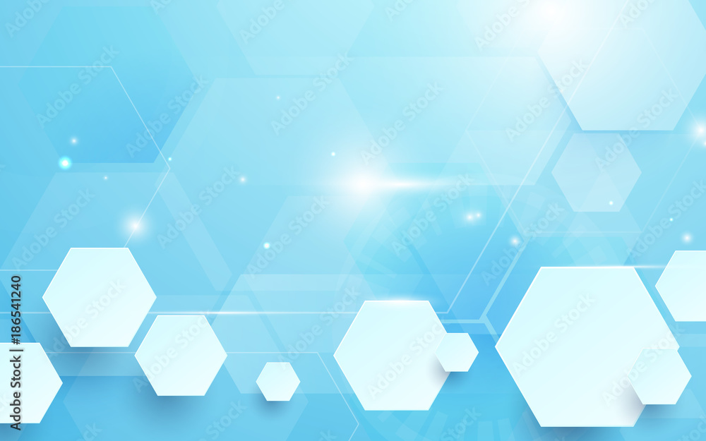 Poster Abstract hexagons technology concept background. Space for your text