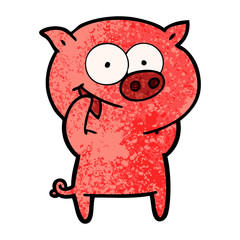 cheerful pig cartoon