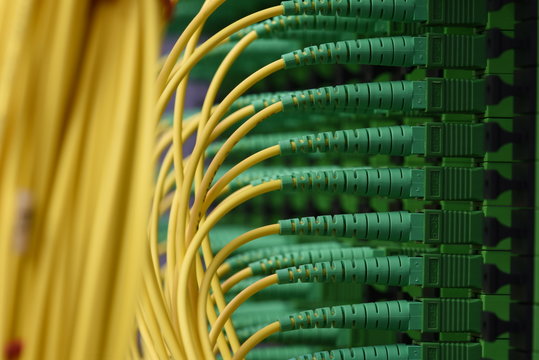 Fiber optical cables with connectors type SC-APC single mode in data center
