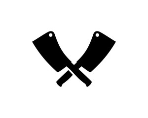Black Vector Meat Knife Cross Symbol Logo Restaurant or Market