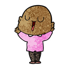 happy cartoon bald man