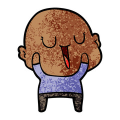 happy cartoon bald man