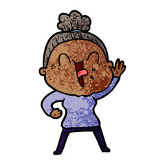 cartoon happy old woman