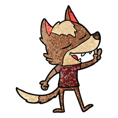 cartoon wolf giving peace sign